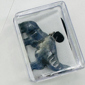 Sodalite Tyrannosaurus Rex Dinosaur Pendant Necklace | 3/4' Long | Blue, White |