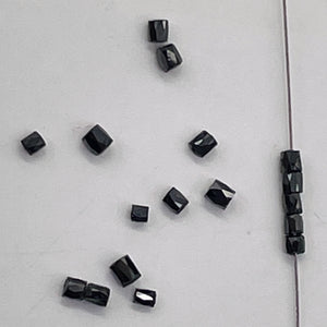 Natural Black Diamond 1.1cts Scissor Cut Cube Beads | 1x1mm to 2x1mm | 16 Beads|