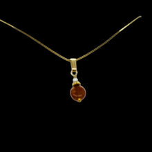 Load image into Gallery viewer, Sunstone and Pearl14K Gold Filled Pendant | 3/4 &quot; (Long) | Orange |

