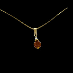 Sunstone and Pearl14K Gold Filled Pendant | 3/4 " (Long) | Orange |