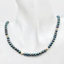 Load image into Gallery viewer, Dramatic Blue Rainbow Peacock Freshwater Pearl 14Kgf Necklace |20" Long |

