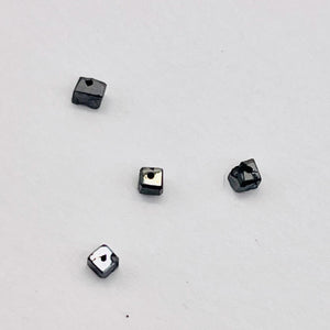 Natural Black Diamond Faceted Cube Beads | 1x1x1mm | 0.12tcw | 4 Beads |
