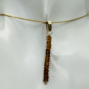 Sapphire Faceted Rondelle 14K Gold Filled Pendant | Pink, Orange | 1 1/2" Long |