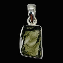 Load image into Gallery viewer, Moldavite 9.57ct Sterling Silver Rectangular Pendant | 7/8" Long | Green |
