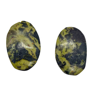 Turquoise Faustite Oval Beads | 34x22 to 32x21mm | Chartreuse, Black | 2 Beads |