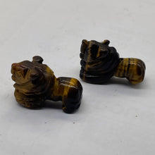 Load image into Gallery viewer, Roaring 2 Carved Tigereye Lion Beads | 18x18x7mm | Golden Brown

