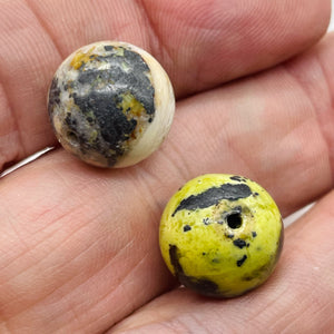 Yellow Chartreuse Turquoise Faustite Beads | 14mm | 2 Beads |