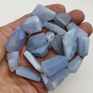 Drusy Blue Chalcedony 100g Quadrilateral Strand| 35x22 to 22x19mm | Blue, White|