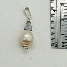 Load image into Gallery viewer, Iolite, Fresh Water Large Pearl Sterling Silver Drop Pendant | 1&quot; Long |
