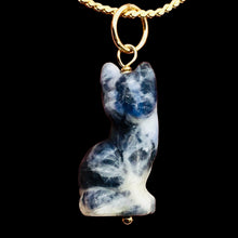Load image into Gallery viewer, Kitty Cat Sodalite Pendant Necklace|Semi Precious Stone Jewelry|14k Pendant|
