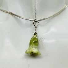 Load image into Gallery viewer, Jade Lily Flower Sterling Silver Pendant | Green | 1&quot; Long |
