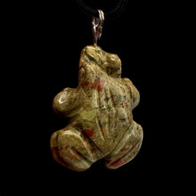 Load image into Gallery viewer, Unakite Stone Frog Pendant Necklace |1 1/4&quot; Long | Green, Pink | 1 Pendant |
