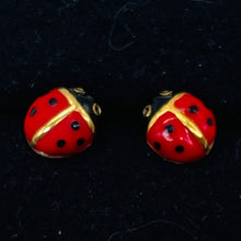 Load image into Gallery viewer, Fashion Lady Bug Oval Post Earrings | 7/8&quot; | Red Black | 1 Pair |
