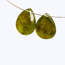 Load image into Gallery viewer, Gem! Faceted Untreated Peridot Briolette Beads Matched Pair | 9x7x4mm | 4.7 tcw|
