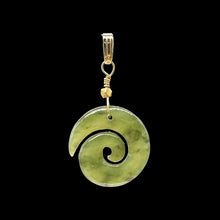 Load image into Gallery viewer, Jade New Zealand Maori Koru Sterling Silver Pendant | Green | 1&quot; Long |
