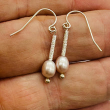 Load image into Gallery viewer, Stardust Pink Pearls with Solid Sterling Silver Earrings 6553

