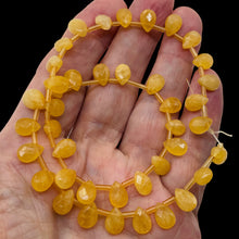 Load image into Gallery viewer, Sunset Rare Honey Jade Faceted Briolette 10x7x5mm Bead Strand 104537
