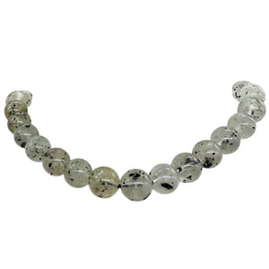 Tourmalinated Quartz Strand 9mm Round Beads| 15.5" Long| Clear, Black| 40 Beads|