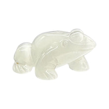 Load image into Gallery viewer, Frog Carved Opalized Glass Statue | 1 Figurine | | 40x36x20mm | Clear, White

