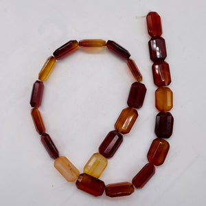 Premium! Faceted Natural Carnelian Agate 12x18mm Rectangular Bead Strand 110600