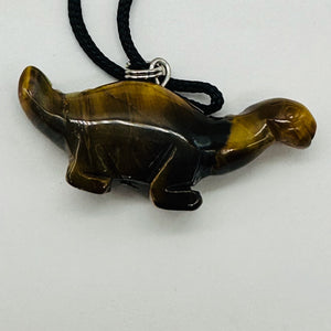 Tiger Eye Diplodocus Dinosaur Pendant | 3/4' Long | Bronze | 1 Pendant Necklace|
