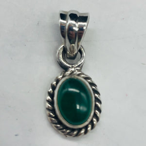 Green Agate Sterling Silver Drop Pendant | 3/4" Long | Green | 1 Pendant |