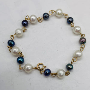 Peacock/Cream Fresh Water Pearl 14Kgf Bracelet 400005