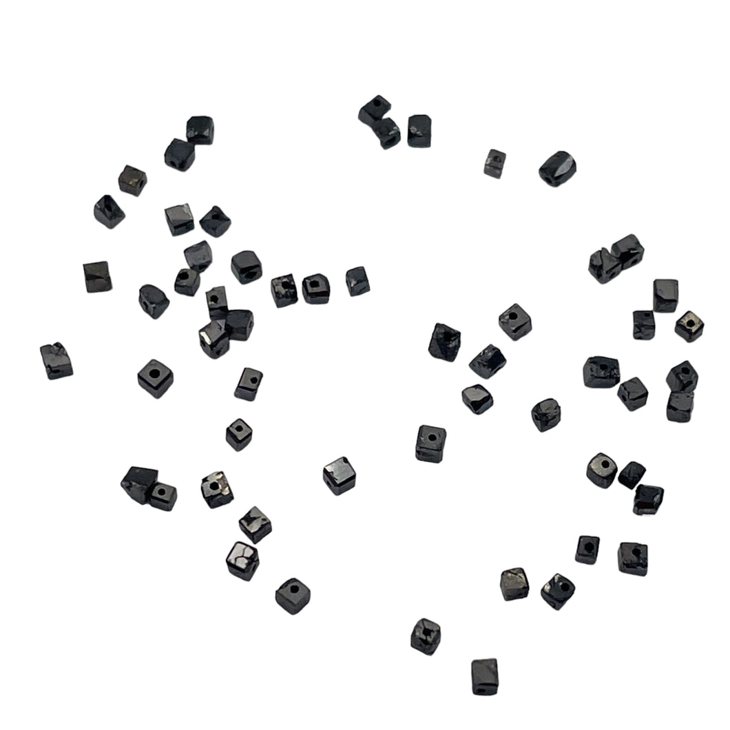 Natural Black Diamond Cube Tube 2.9cts Beads | 1x1mm to 2x1mm | 67 Beads |