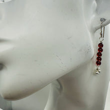 Load image into Gallery viewer, Champagne Garnet AAA 4mm Round Bead Dangle Earrings | 2" Long | Red |
