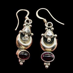 Fabulous Red Garnet Sterling Silver Drop/Dangle Earrings! | 1 3/8" Long |