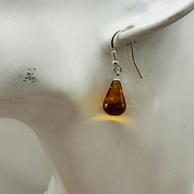 Load image into Gallery viewer, Amber Teardrop Dangle Sterling Silver Earrings | 1" Long | Amber | 1 Pair |
