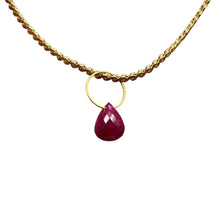 Load image into Gallery viewer, Natural Untreated Red Ruby 18K Briolette Bead Pendant | .91cts (TCW) | 5.5x4mm|
