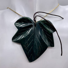 Load image into Gallery viewer, Jasper Carved Pendant Leaf Bead | 50x50x9mm | Dark Green | 1 Bead |

