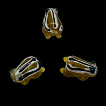 Load image into Gallery viewer, Frog Lampwork Glass Jumping Frogs Beads | 17x12x9mm | Yellow Clear | 3 Beads |
