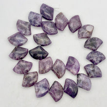 Load image into Gallery viewer, Natural Lepidolite Fan Bead Half-Strand | 25x18x6mm | Purple | Fan | 11 beads |

