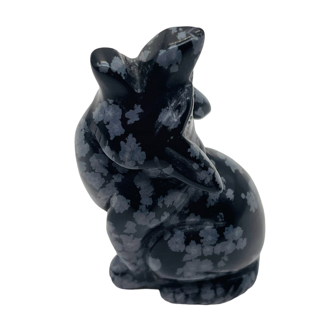 Hand-Carved Howling Coyote Wolf | 58x30x23mm | Black White | 1 Figurine |