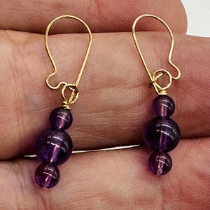 Amethyst 14K Gold Filled Exotic Drop Earrings | Purple/Gold | 2 1/4" Long |