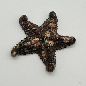 1 Hand Carved Mica Quartz Starfish Bead | 59x54x11mm | Red White and Grey