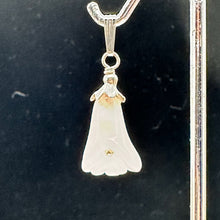 Load image into Gallery viewer, Lily! Hand Carved Rose Quartz Flower Solid Sterling Silver Pendant | 1&quot; Long |
