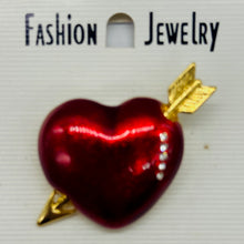 Load image into Gallery viewer, Sparkling Society Designer Arrow Heart Brooch 40x45x40mm Romantic Love USA
