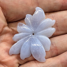 Load image into Gallery viewer, Chalcedony 33ct Hand Carved Flower Pendant Bead | 41x30x5mm | Blue | 1 Flower |
