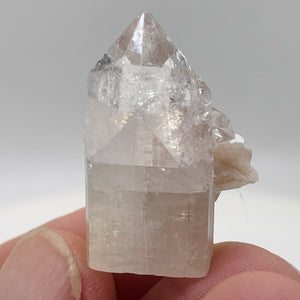 Apophyllite Stilbite 11g Collectors Crystal Pyramid | 25x20x19mm | Clear, Pink |