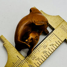 Load image into Gallery viewer, Carved Mommie Dolphin &amp; Baby Boxwood Ojime/Netsuke Bead | 28x20x18mm | Brown
