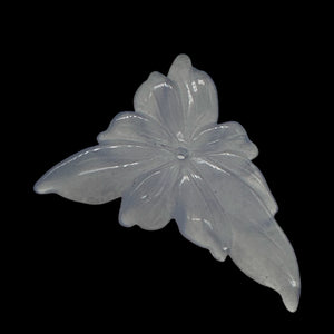 Chalcedony 15ct Hand Carved Flower Pendant Bead| 34X27X4mm| Blue| 1 Pendant Bead