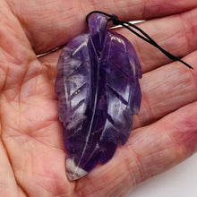 Load image into Gallery viewer, Amethyst Carved Pendant Leaf | 60x30x8mm | Purple White | 1 Bead |
