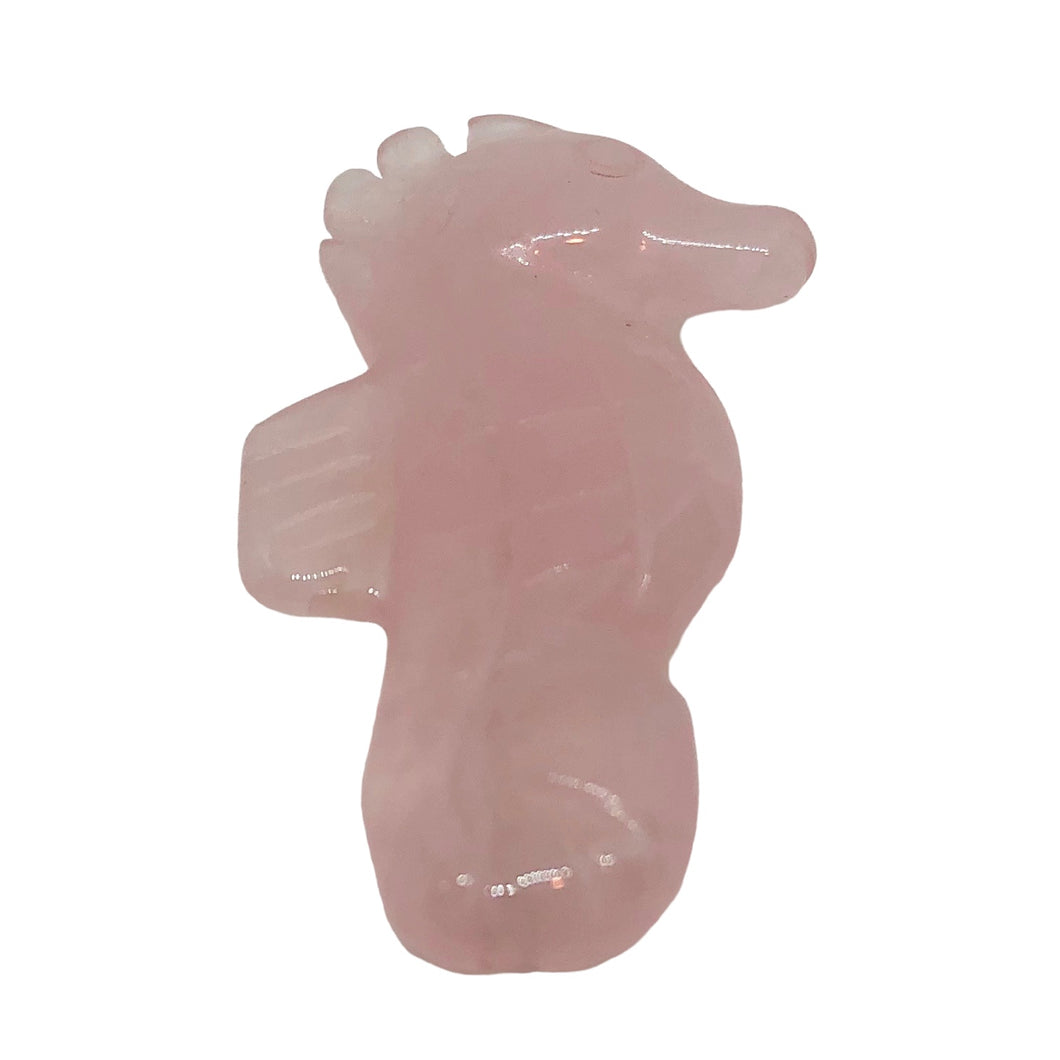 Rose Quartz Seahorse Worry-Stone Animal Figurine | 245x19x6mm | Pink