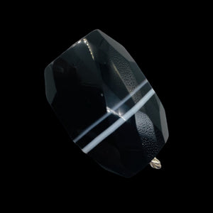 Onyx Flat Faceted Rectangular Pendant Bead | 50x48x14mm | Black White |
