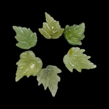 Load image into Gallery viewer, New Jade Carved Serpentine Leaf Bead Set | 28x23x4 to 23x24x4mm | 6 Beads |
