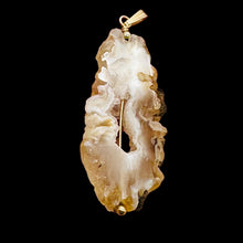 Load image into Gallery viewer, Druzy Agate Slice Designer 14kgf Pendant | 2 1/4" Long | Druzy Agate Crystal |
