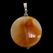 Load image into Gallery viewer, Carnelian 2&quot; Long Round Pendant | 40mm (Carnelian) | Orange White | 1 Pendant |
